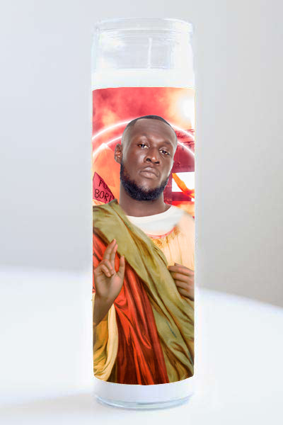 Novelty Celebrity Scented Prayer Candle Gift. Stormzy